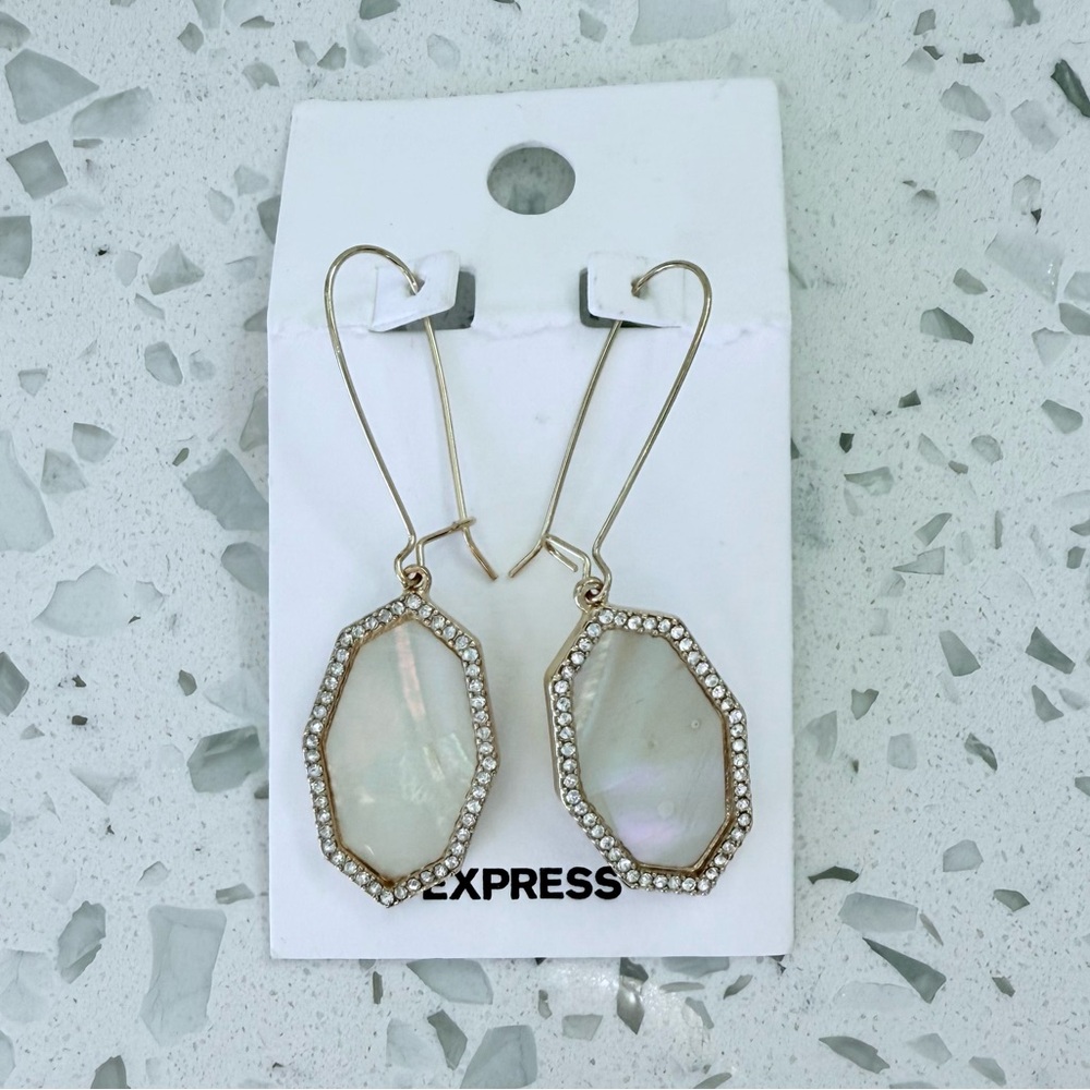 NWT, Express Drop Gold and Diamond accent earings